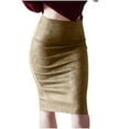 thumbnail image 1 of Mrat Plus Size Skirts Full Length Suede Skirt with Split Deerskin Velvet Skirt with High Waist and Buttocks Plus Size Skirts S-202 Beige XL, 1 of 4