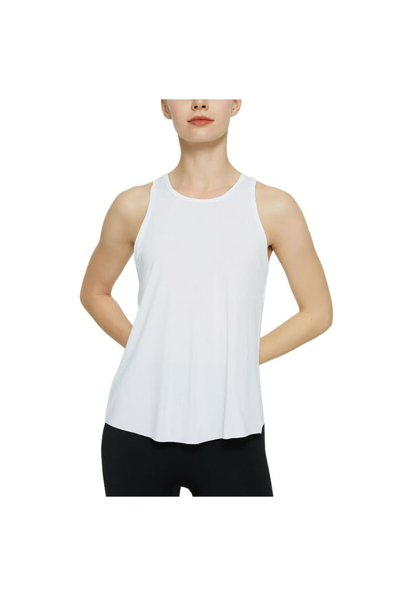 Plus Size Tank Tops for Women Women's 2024 Summer Outdoor Sports Tops Loose Racer Tops Fitness Wear Yoga Sportswear S-213 White M