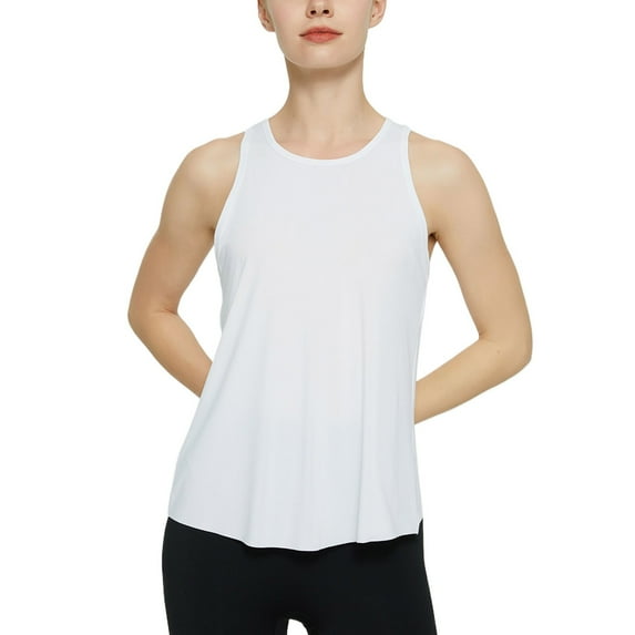 Mrat Plus Size Tank Tops for Women Women's 2024 Summer Outdoor Sports Tops Loose Racer Tops Fitness Wear Yoga Sportswear S-213 White M