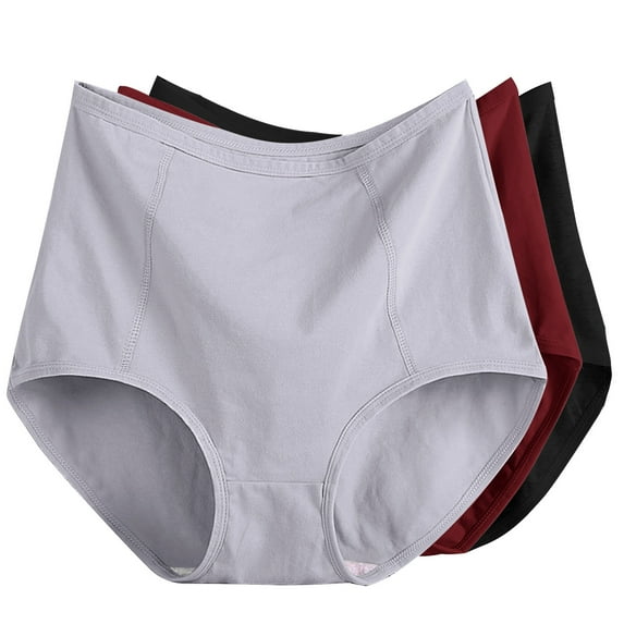 Mrat Plus Size Underwear for Women 3pc Women's Plus Size Panties Solid Color High Waist Leak Proof Cotton Short Underwear Shorts Underoutfit Underwear for Women S-205 Dark Gray 6XL