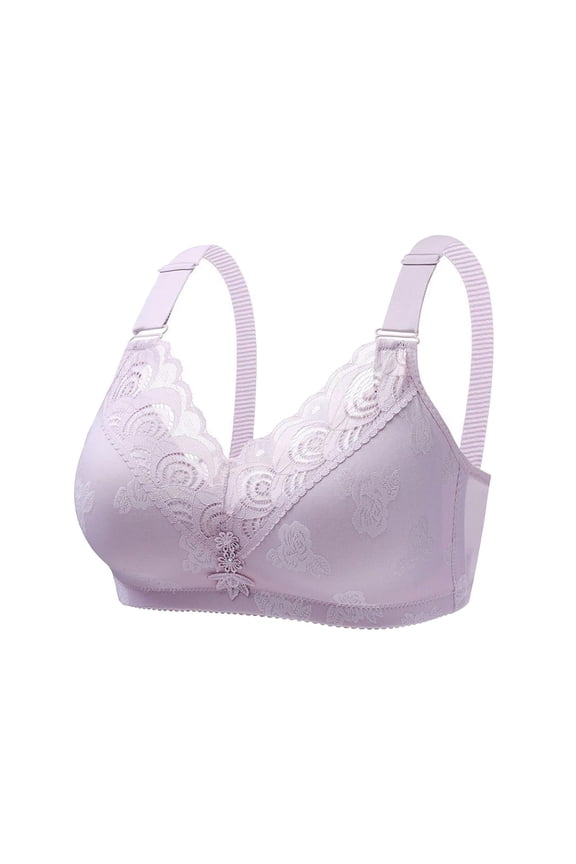 Mrat Push Up Bralette Women Sports Bras Women Soft Bra Style M-252 Tall Size Female Spaghetti Strap Bra V-Neck Hook and Eye Bra Closure Lace Bralette Gray S