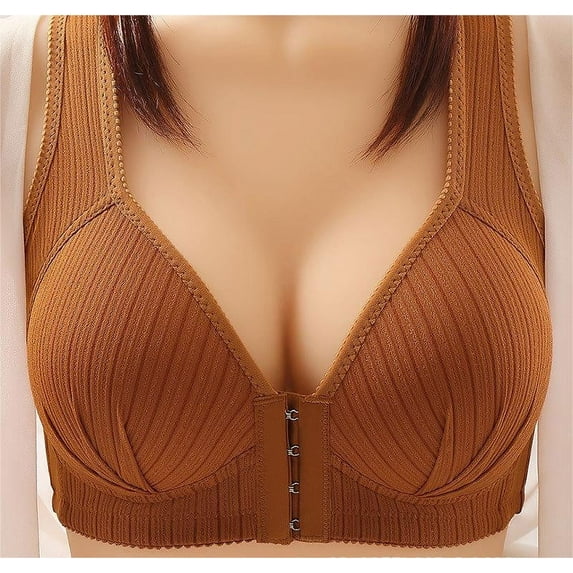 Mrat Push Up Sports Bras for Women Clearance Women Bra Balconette Bra Style M-537 Women Size V Neck Cami Bra Female Girls V-Neck Front Closure Bra Closure Lace Bralette Brown XXL
