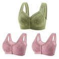 thumbnail image 1 of Mrat Push up Bra No Underwire Bras for Older Women 2024 Front Close Button Cotton Bras Full Support Wide Back Wireless Bras S-23 Green XXL, 1 of 5