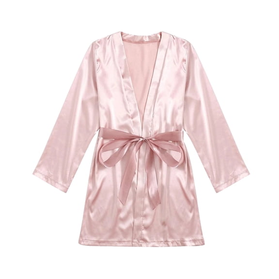 Mrat Pyjamas for Women Robes Satin Silk Pajamas Women Pajamas Plush Robes for Women Shower Robe Nightdress Lingerie Robes Sleepwear Pink_M S
