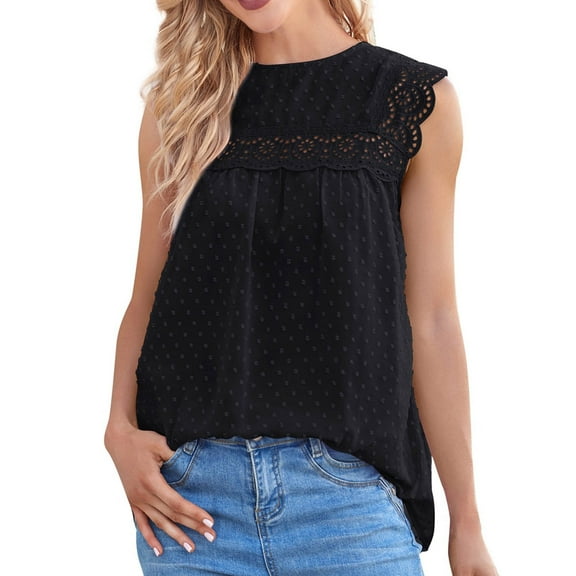 Mrat Racerback Tank Tops Women Women's Fashion Chiffon Plush Ball Sleeveless Hollow Lace Tank Topshirt Racerback Tank Tops Women S-183 Black M