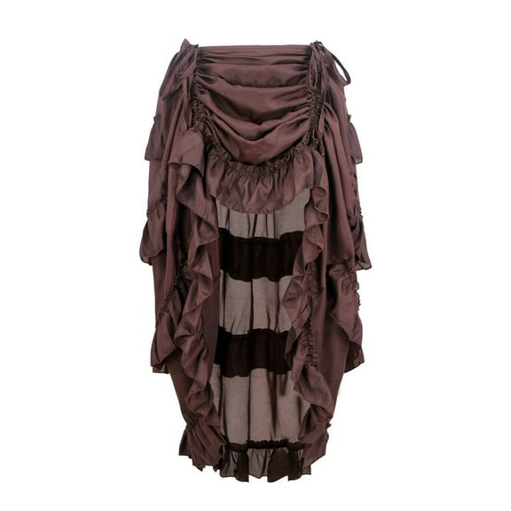Mrat Renaissance Skirt Darkness Women's Gothic Steampunk Skirt High-Low Skirt S-64 Coffee XXL