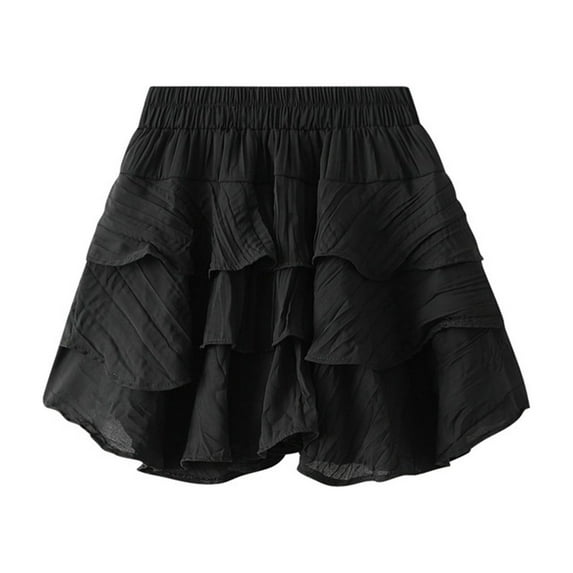 Mrat Renaissance Skirts Womens Lace Mini Low Waist Pleated Half Slip Skirt Flowy Beach Skirt Novelty Skirts S-150 Black One Size