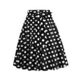 thumbnail image 1 of Mrat Ruffle Skirts Fashion Retro Printed Womens High Waist A-Line Skirt Bandage Design Flared Midi Skirt Floral Beach Skirts S-26 Black XXL, 1 of 5