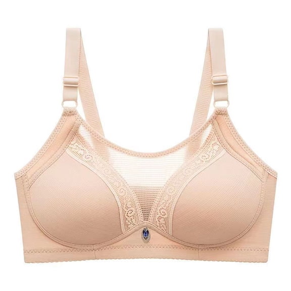 Mrat Running Sports Bras for Women Comfortable Lace Breathable Bras Small Breast Cotton Bras Female Unlined Scoop Neck Bralette Bra Underwear Beige_H M