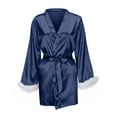 thumbnail image 1 of Mrat Satin Pajamas Women Robes Satin Silk Pajamas Lingerie Body Suits Pajamas for Women Set Plus Size Corset Lingerie Nightdress Lingerie Robes Sleepwear Blue_L M, 1 of 7
