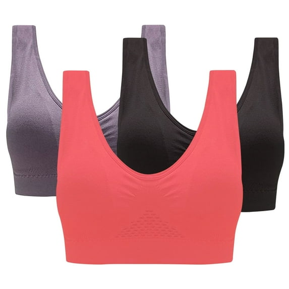 Mrat Seamless Bralettes for Women 3-Pack Women Sports Bra without Wire Free Support Yoga Running Underwear Wireless Bra Bralette for Women S-2144 Multicolor 2Xl