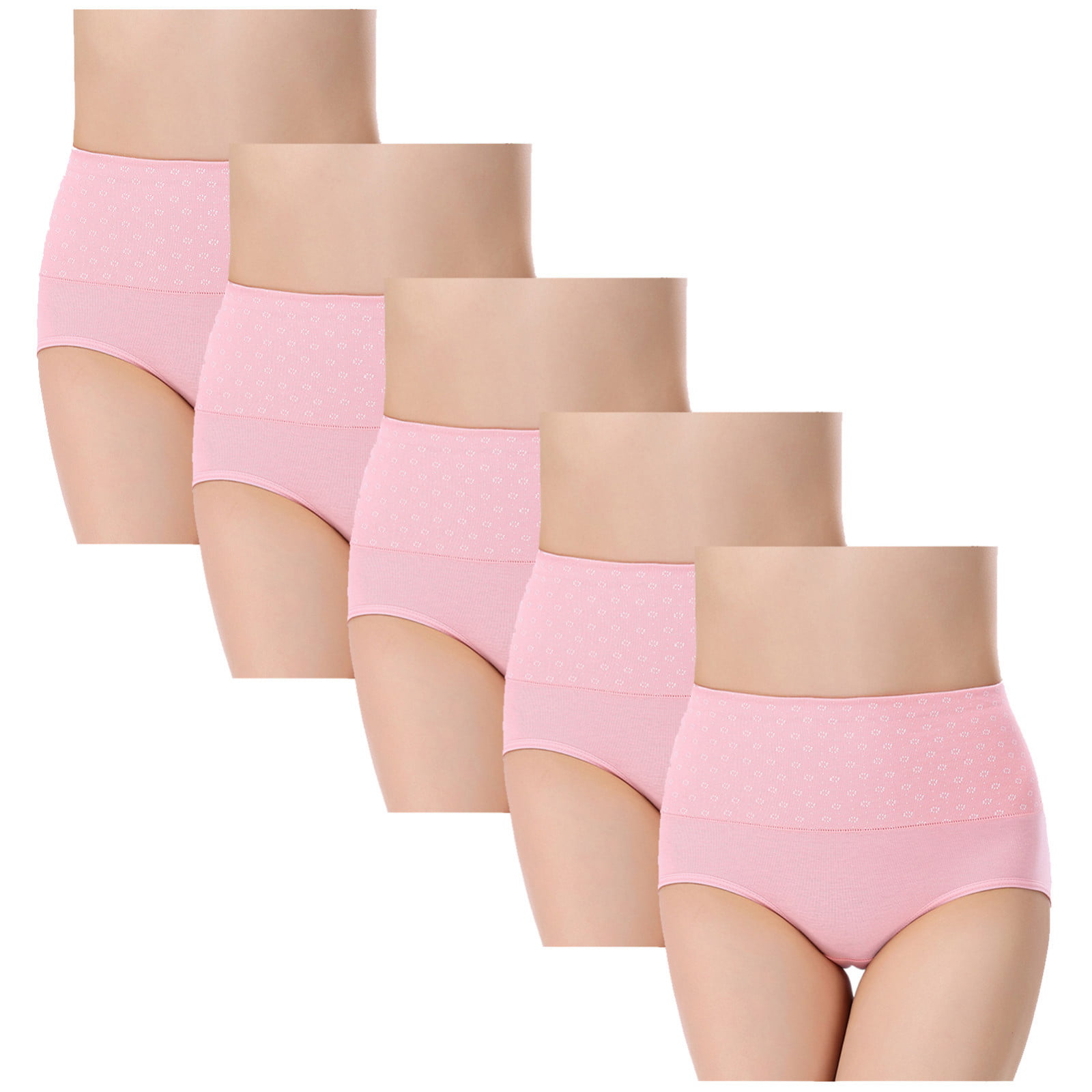 5pcs Women's Briefs Underwear Cotton High Waist Tummy Control