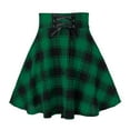 thumbnail image 1 of Mrat Short Pleated Skirts for Women Mini Plaid Skirt High Waisted Drawstring A-Line Dress S-16 Green m, 1 of 8