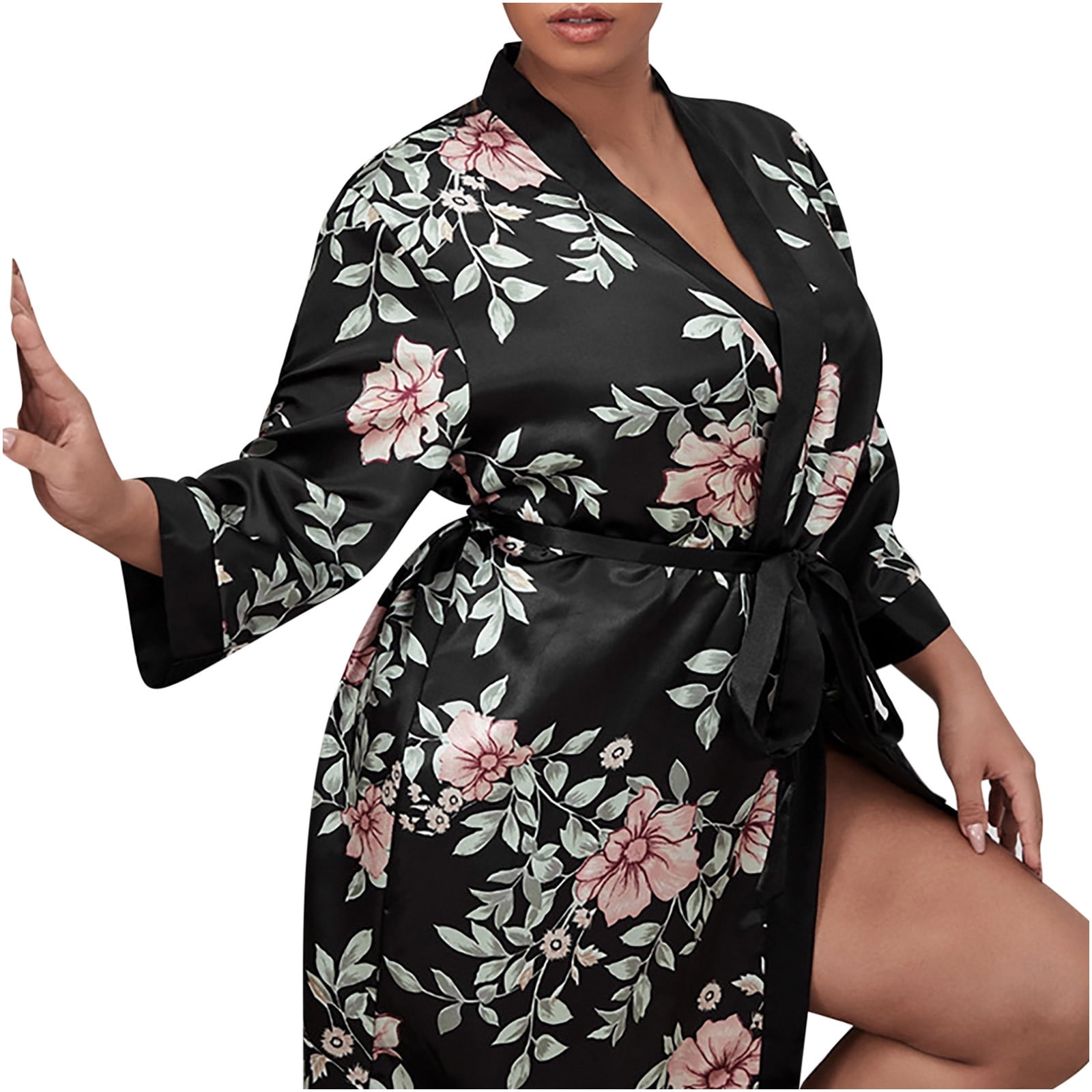 Plus size silk robe and nightgown set hotsell