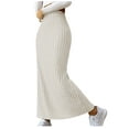 thumbnail image 1 of Mrat Skater Skirt Fashion Women Stretchy Solid Slim Ankle Length Skirt Maxi Skirt Skater Skirt S-154 Beige S, 1 of 5