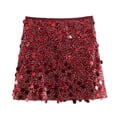 thumbnail image 1 of Mrat Skater Skirts Women Fashion Wrap Hip Sequin Mini Club Skirt Asymmetrical Skirts S-9 Red-A L, 1 of 5