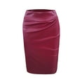 thumbnail image 1 of Mrat Skirt High Slit Skirt Ladies Skirt Fashion Leather Skirt Solid Color Elegant Knee Length Skirt Pleated Skirts For Female, 1 of 5