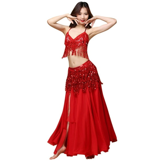 Mrat Skirt Skorts Skirts For Girls Ladies Belly Dance Costume Belt Skirt Hip Wrap Outfit Sequins Tassels Bead Scarf Female Flowy Midi Skirts