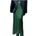thumbnail image 1 of Mrat Skirts for Ladies Knee Length Fashion Women Casual Sequin High Waist Solid Color Long Maxi Skirt Long Skirts S-125 Army-Green M, 1 of 6