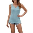 thumbnail image 1 of Mrat Sleep Tank Tops Women's Summer Fashion Casual Solid V-Neck Sleeveless Casual Loose Blouses Tops Sleep Tank Tops for Women S-535 Sky Blue XXL, 1 of 8