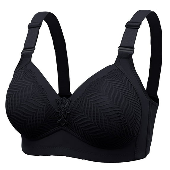 Mrat Sleeping Bras for Women T-Shirt Bras Women Training Bra Style M-383 Short Size Wirefree Bra with Support Female V-Neck Hook and Eye Bra Closure Lace Bra Black M