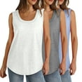 thumbnail image 1 of Mrat Sleeveless Basic Cami 3pc Plus Size Tank Tops for Women Sleeveless Workout Tank Tops Scoop Neck T-Shirts Casual Loose Cami S-280 White 5XL, 1 of 9