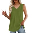 thumbnail image 1 of Mrat Sleeveless Basic Cami Fashion Women's Spring/Summer Solid Color Casual V-Neck Sleeveless Tops Tank Tops S-127 A-Green S, 1 of 8
