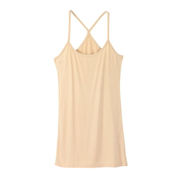 Mrat Sleeveless Basic Cami Women Versatile and Comfortable Cultivate Suspender Round Neck Solid Color Tops S-94 Orange One Size