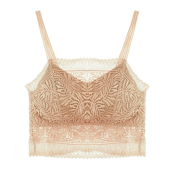 Mrat Sleeveless Basic Cami Womens Lace Cami Cropped Tops Spaghetti Strap V Neck Bustier Going out Tops Camisole Bralette Removable Chest Pad S-235 Beige One Size