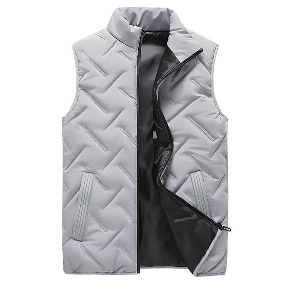 Mrat Sleeveless Hoodless Casual Outwear & Jackets Warm Outdoor Sleeveless Vest Fashion Men Solid Stand Collar Sleeveless Cardigan Jacket Outerwear Padded Coat Casual Padded Vest Coats