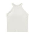 thumbnail image 1 of Mrat Sleeveless Strappy Tank Women's Round Neck with Chest Pad and Solid Color Bottom Tops Sleeveless Strappy Tank S-284 White S, 1 of 5