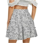 Mrat Slip Skirt Women Short Skirt Ladies Summer Casual Vintage High Waist Floral Print Beach Ruffled Short Skirt Micro Mini Skirt