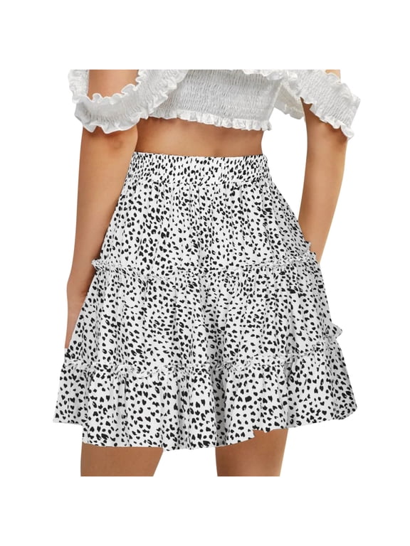 Slip Skirt Women Short Skirt Ladies Summer Casual Vintage High Waist Floral Print Beach Ruffled Short Skirt Micro Mini Skirt
