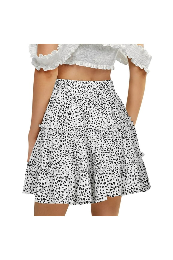 Slip Skirt Women Short Skirt Ladies Summer Casual Vintage High Waist Floral Print Beach Ruffled Short Skirt Micro Mini Skirt