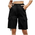 thumbnail image 1 of Mrat Soccer Shorts Women Women New Fashion Button Zipper Solid Pants 1/2 Casual Pants Half Shorts Pants Mesh Shorts Women S-70 Black XXL, 1 of 5