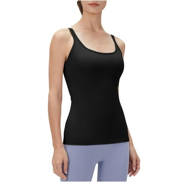 Mrat Spandex Tank Tops for Women Women's Exercises Breathable Running Yoga Sports Camis Tank Tops Round-Neck Camisoles S-102 Black M