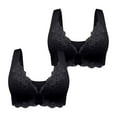 thumbnail image 1 of Mrat Sports Bra Tops 2pc Women's Lace Front Buckle Bra Wire Underwear Breathablebra Everyday Underwear Bras S-478 Black 6XL, 1 of 5