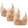 thumbnail image 1 of Mrat Sports Bras for Women 2pc Woman's Printing Gathered Together Large Size Daily Bra Underwear No Rims Comfy Bras S-7 Beige XXL, 1 of 6