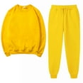 thumbnail image 1 of Mrat Sports Sweatsuit Set Women's Sweatsuit Solid Round Neck Pullover Casual Sport Sjogger Pants Sports Set Tracksuit S-60 Yellow S, 1 of 5