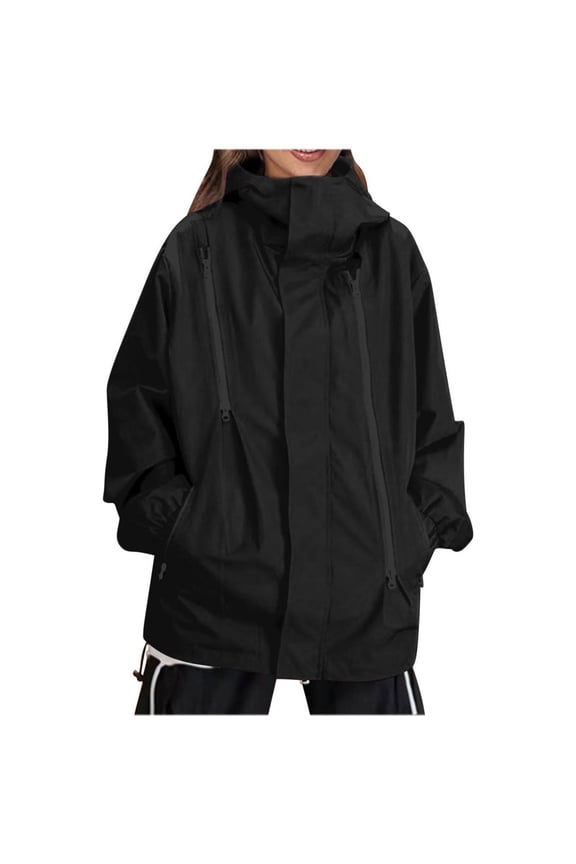 Spring Fall Coats for Lady 2024 Men and Women Lightweight Single-Layer Outdoor Loose Zippered Jacket Work Jacket Windbreaker and Jacket Zip up Sweaters for Lady Hoodie S-248 Black XL