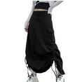 thumbnail image 1 of Mrat Straight Skirts Fashion Women Summer Button Pocket Casual High Waist Solid Long Zipper Drawstring Skirt Straight Skirts S-100 Black XL, 1 of 7
