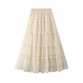 thumbnail image 1 of Mrat Straight Skirts Women's Classic High Waist Double-Layered Skirt Elastic Waist Midi Skirt High Waist A-Line Skirt S-58 Beige One Size, 1 of 8