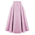 thumbnail image 1 of Mrat Stretchy Skirt Women's Solid Pleated Loose Hem Long Half Length Skirt Work Skirts for Women Office S-205 Pink-A L, 1 of 7