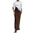 thumbnail image 1 of Mrat Summer Boho Skirts Women's Flowing Solid Color Elegant Dress Fashion Satin Drape Fishtail Skirt Summer Boho Skirts S-8 Brown M, 1 of 4