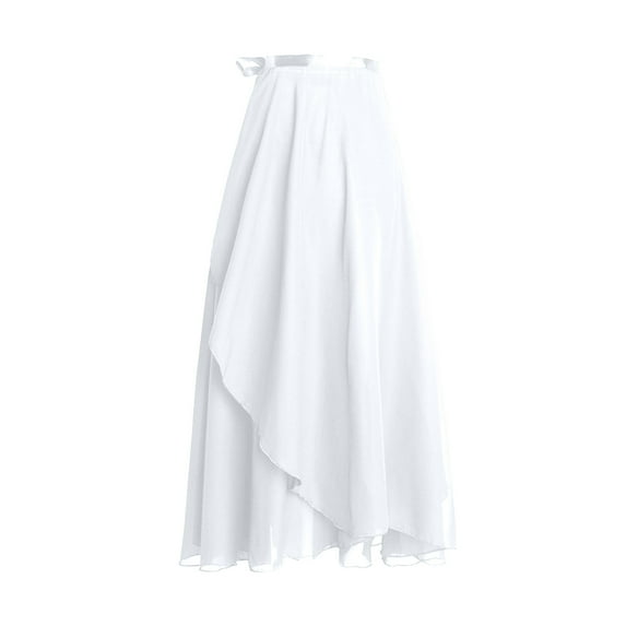 Mrat Summer Skirts Women Wrap Skirt Ladies Long Skirts Chiffon Dance Sheer Skirt Summer Beach High Waisted Skirts Women'S Skirts S-25 White One Size