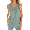 thumbnail image 1 of Mrat Summer Tank Tops Fashion Women's Casual Comfortable Solid Round-Neck Sleeveless Button Tops Blouse T-Shirt Gym Tank Tops Woman S-313 Green L, 1 of 7
