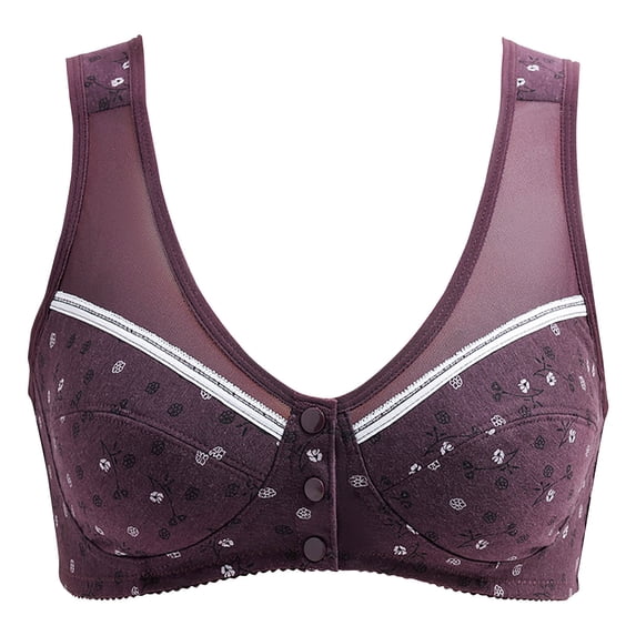 Mrat Supportive Athletic Bra Women's Embroidered Glossy Comfortable Breathable Bra Underwear No Rims Free Adjusted Bra S-1609 Purple 38