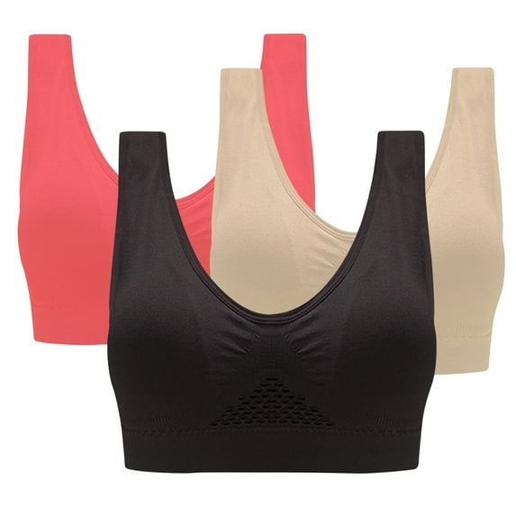 Mrat Supportive Bralettes for Women Lace 3-Pack Women Sports Bra without Wire Free Support Yoga Running Underwears Bras for Women No Underwire No Padding S-2134 Multicolor 3Xl