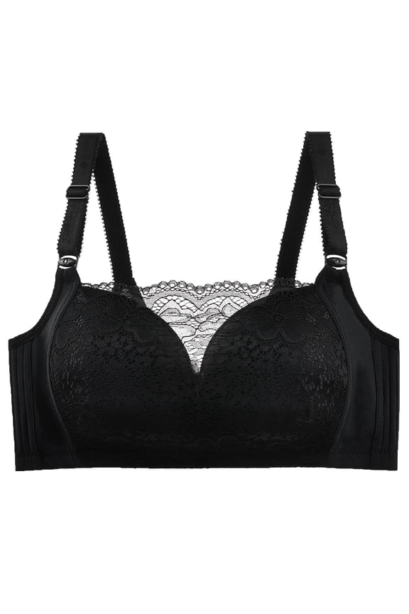 Supportive Bralettes for Women Fashion Comfortable Women's Lace Beauty Back Strap Wrap Plus Size Bra Bras for Women Padded S-1845 Black 34