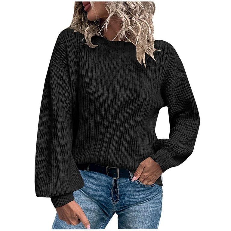 Mrat Sweaters for Women Trendy Solid Color Long Sleeve Girls